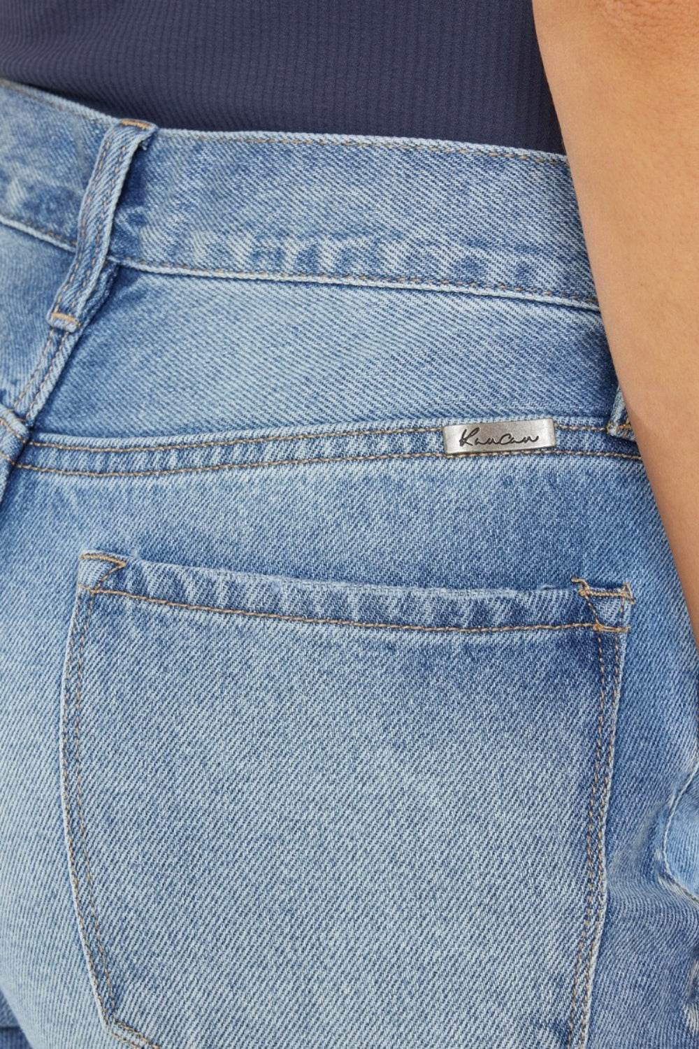 Kancan High Waist Chewed Up Straight Mom Jeans - DaTrendStore.Com