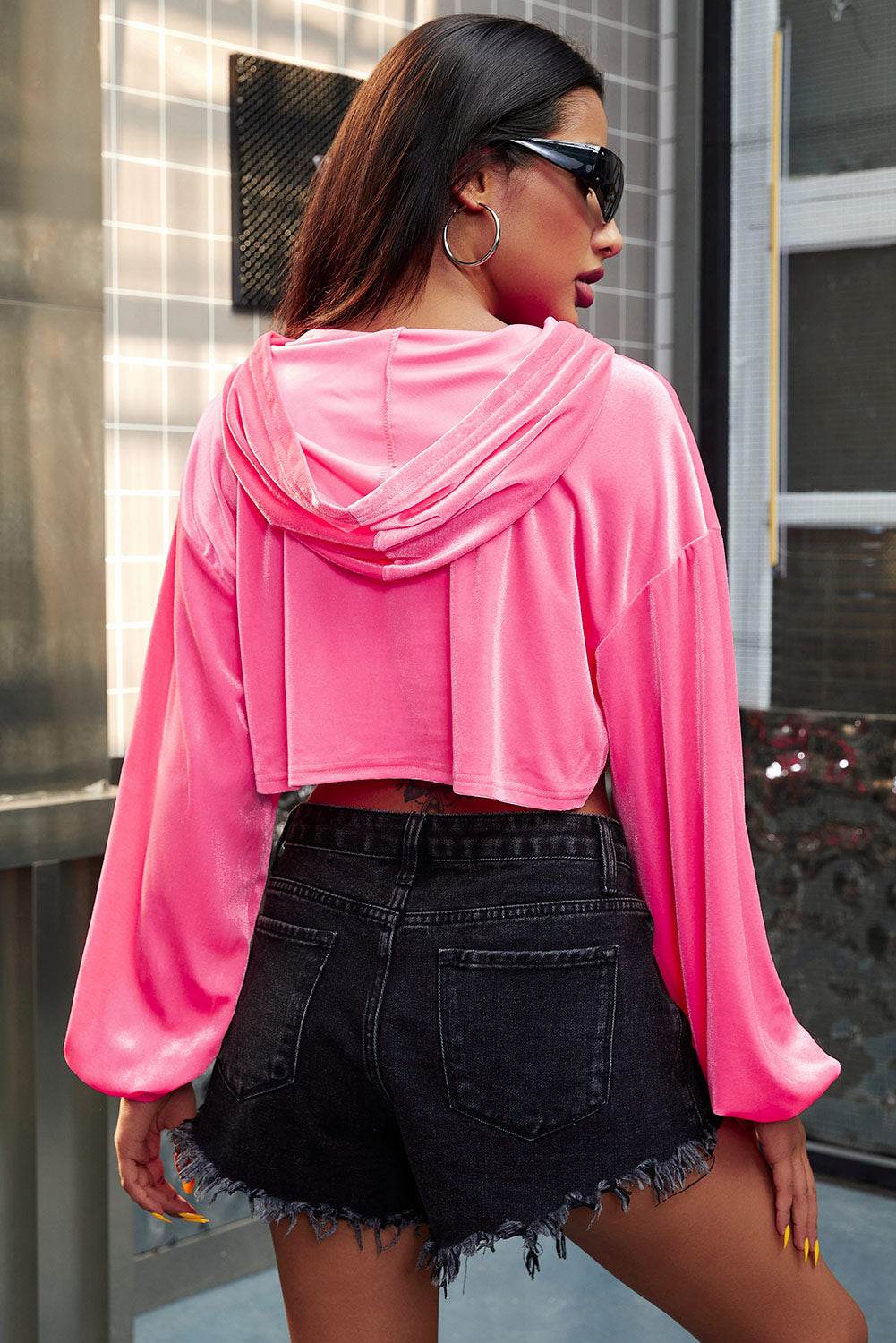 Spaghetti Strap Cami and Dropped Shoulder Hoodie - DaTrendStore.Com