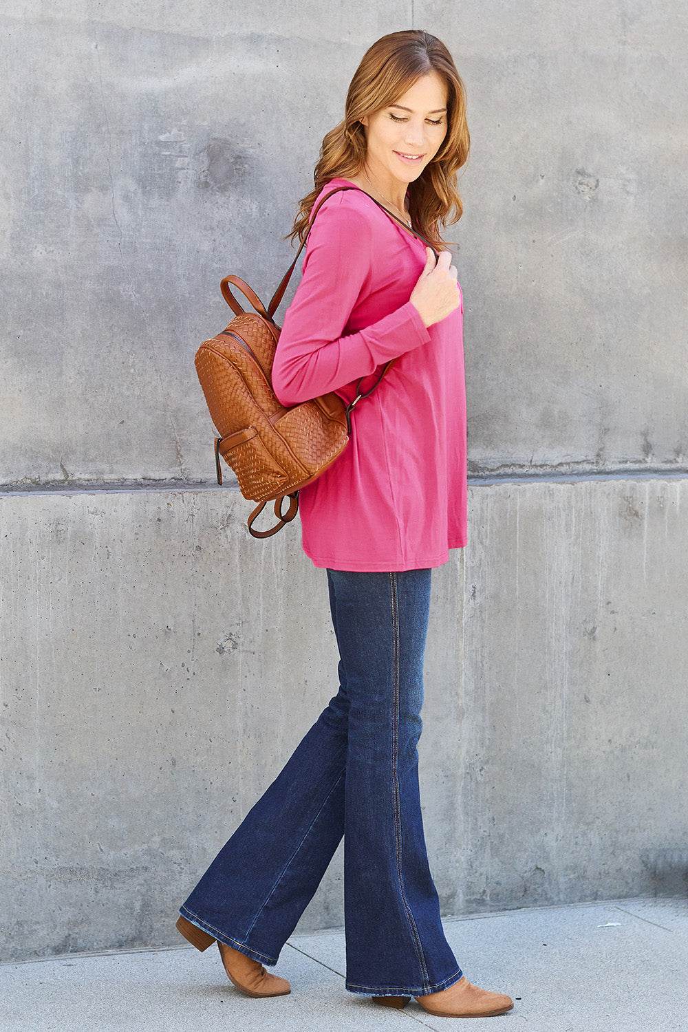 Basic Bae Full Size V-Neck Long Sleeve Top - DaTrendStore.Com
