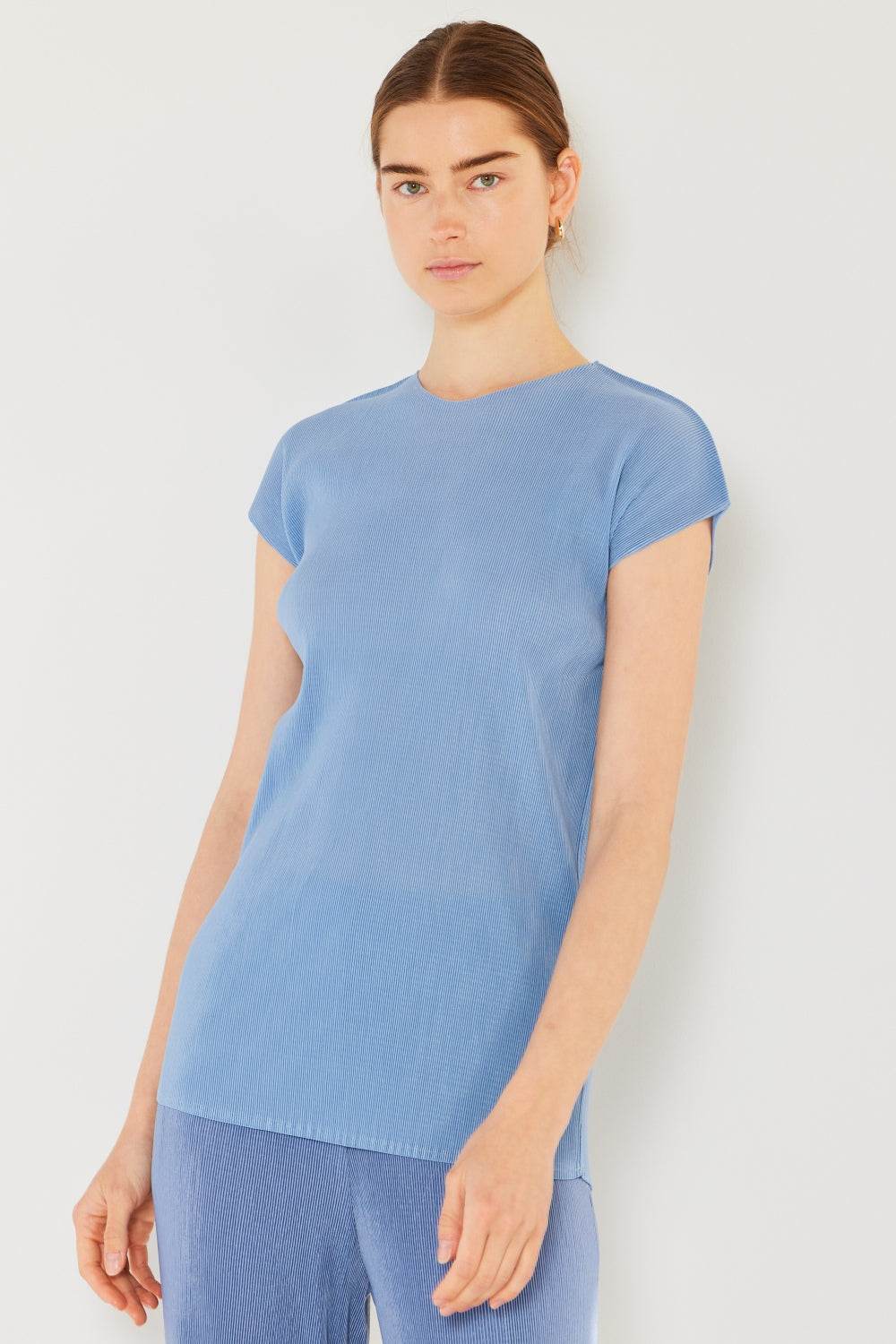 Marina West Swim Rib Pleated Cap Sleeve Top - DaTrendStore.Com