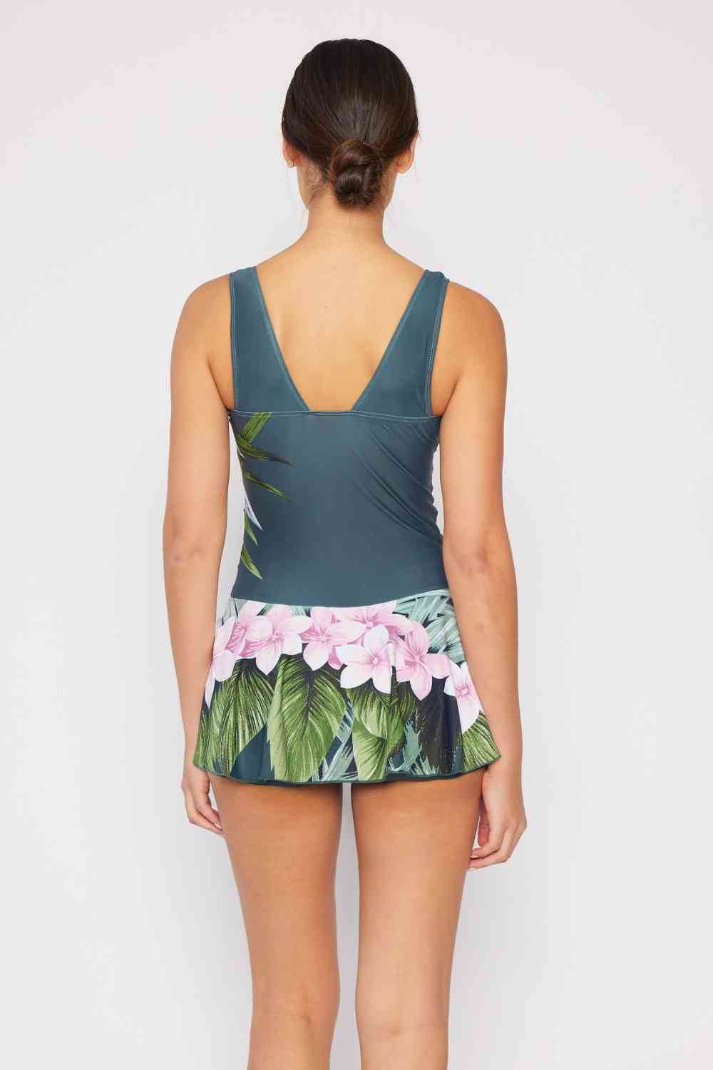 Marina West Swim Full Size Clear Waters Swim Dress in Aloha Forest - DaTrendStore.Com