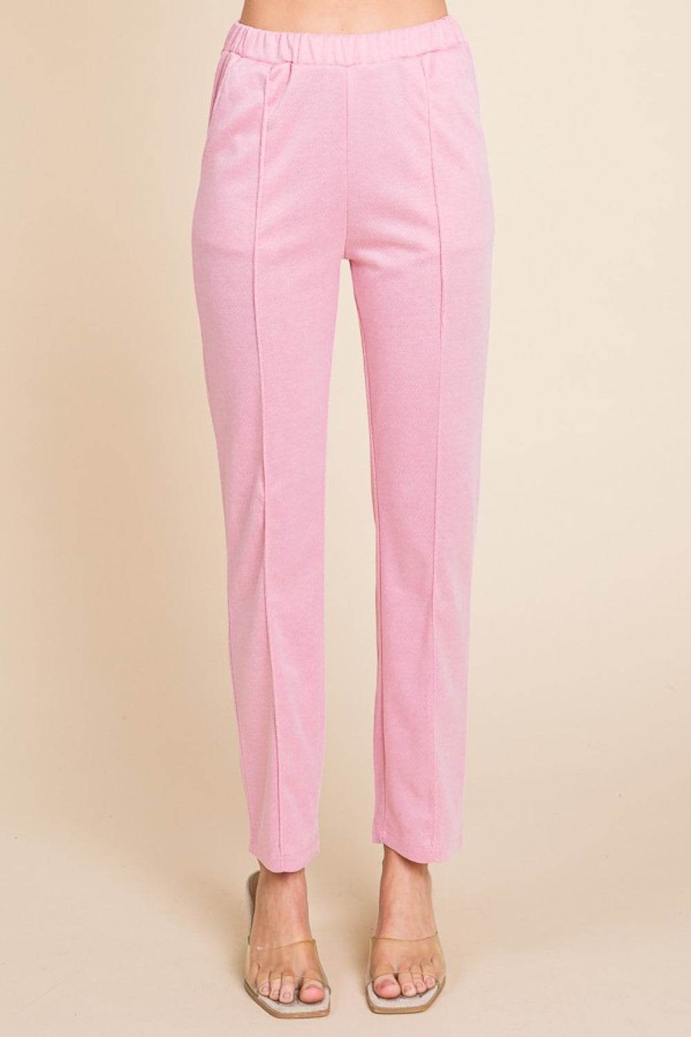 Culture Code Full Size Pin Tuck Detail Slim Pants - DaTrendStore.Com
