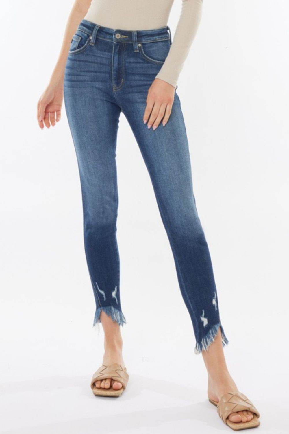 Kancan Raw Hem High Waist Cropped Jeans - DaTrendStore.Com