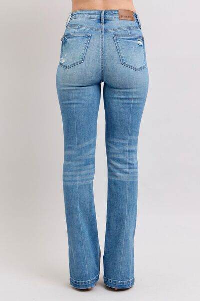 Judy Blue HW Tummy Control Vintage Wash Side Slit Slim Boot Jeans - DaTrendStore.Com