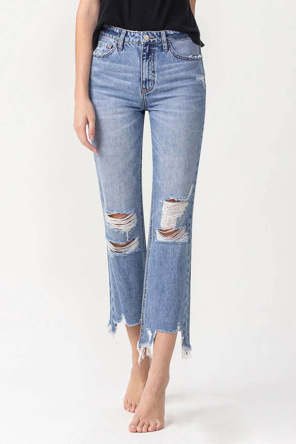 Lovervet High Rise Distressed Straight Jeans - DaTrendStore.Com