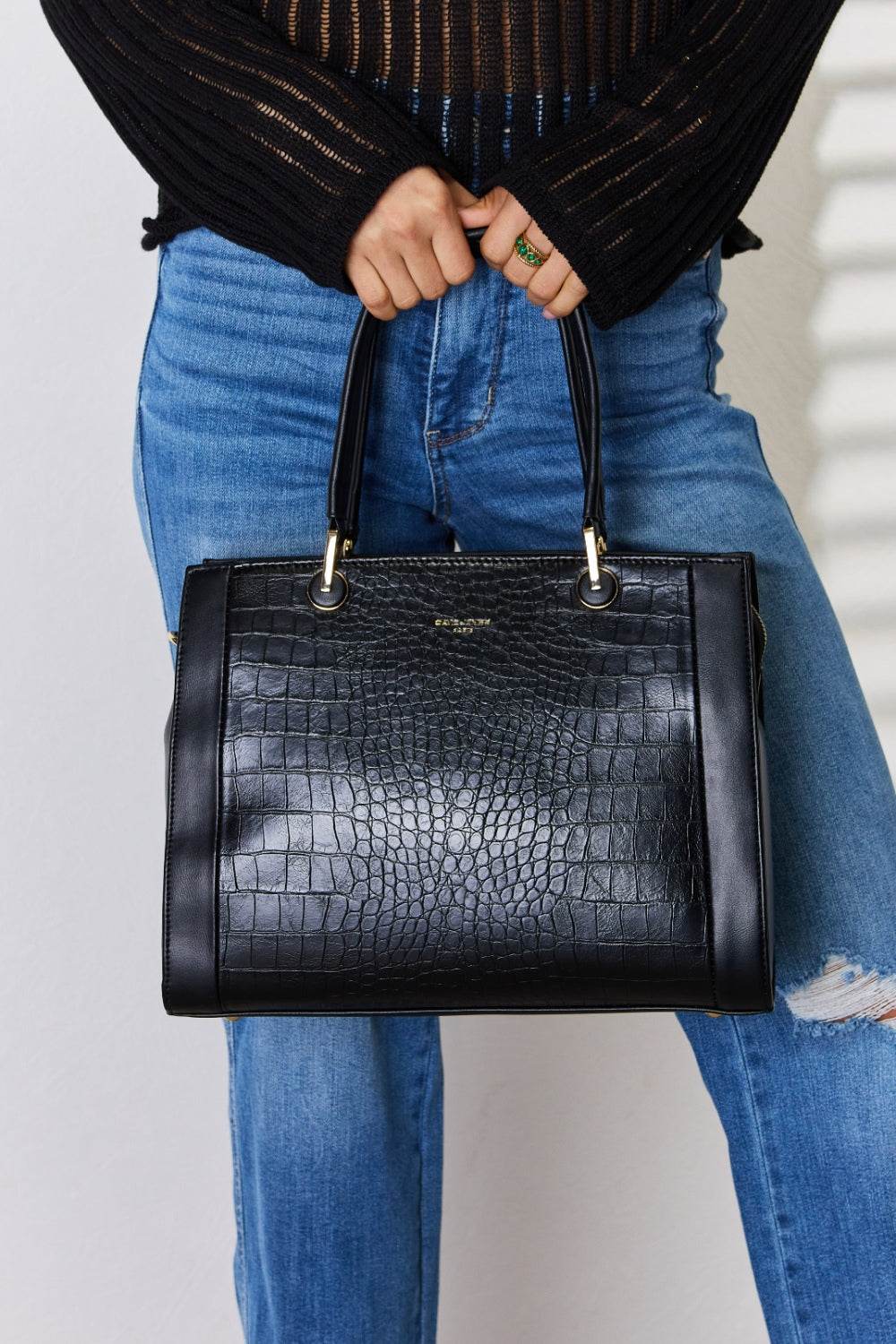 David Jones Texture PU Leather Handbag - DaTrendStore.Com