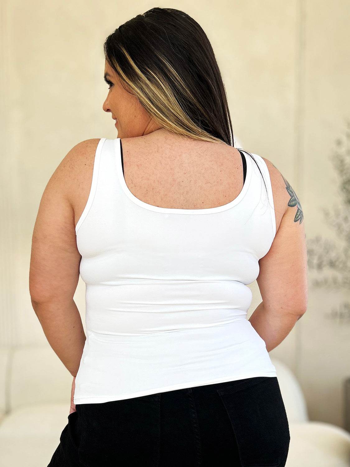 Basic Bae Full Size Square Neck Wide Strap Tank - DaTrendStore.Com