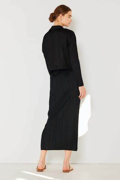 Marina West Swim Pleated Cropped Button Up Shirt - DaTrendStore.Com