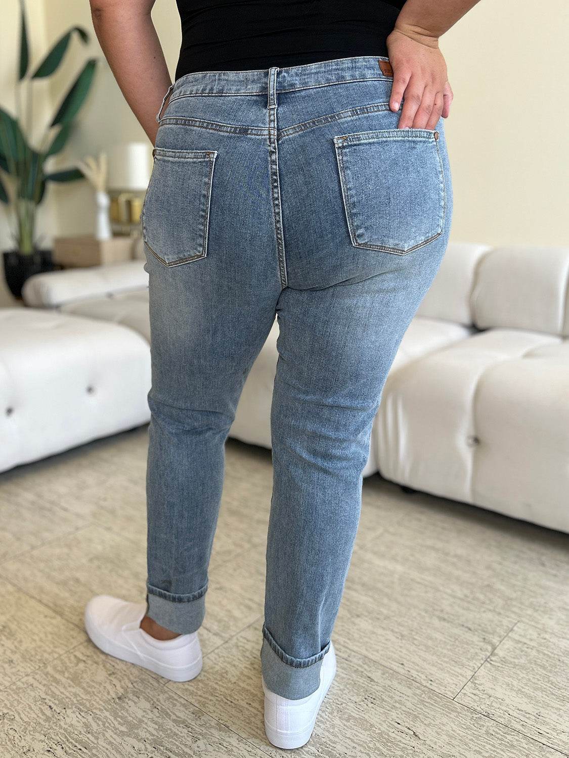 Judy Blue Full Size High Waist Cuff Hem Jeans - DaTrendStore.Com