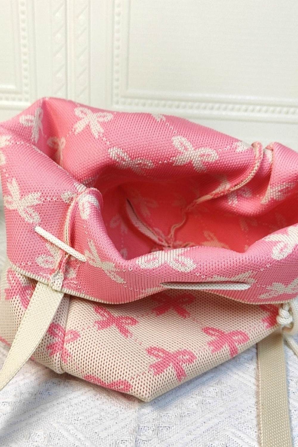 Zenana Ribbon Bowknot Pattern Crossbody Bucket - DaTrendStore.Com