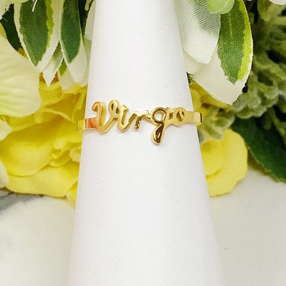 Scripted Zodiac Ring