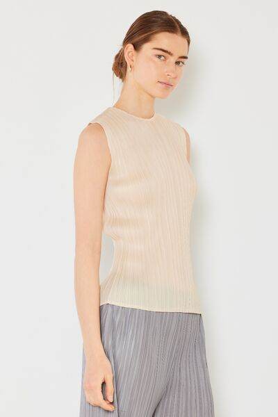 Marina West Swim Pleated Sleeveless Crewneck Tank - DaTrendStore.Com