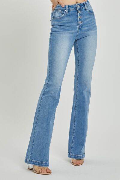 RISEN Full Size High Rise Button Fly Bootcut Jeans - DaTrendStore.Com