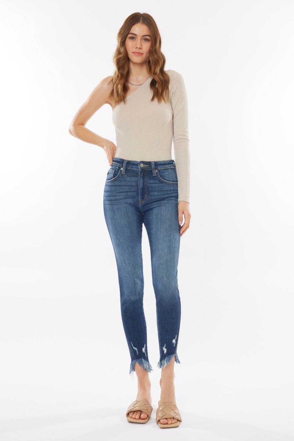 Kancan Raw Hem High Waist Cropped Jeans - DaTrendStore.Com