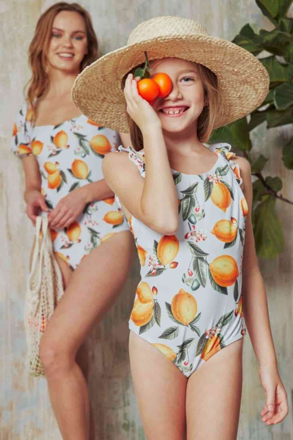 Marina West Swim Salty Air Puff Sleeve One-Piece in Citrus Orange - DaTrendStore.Com
