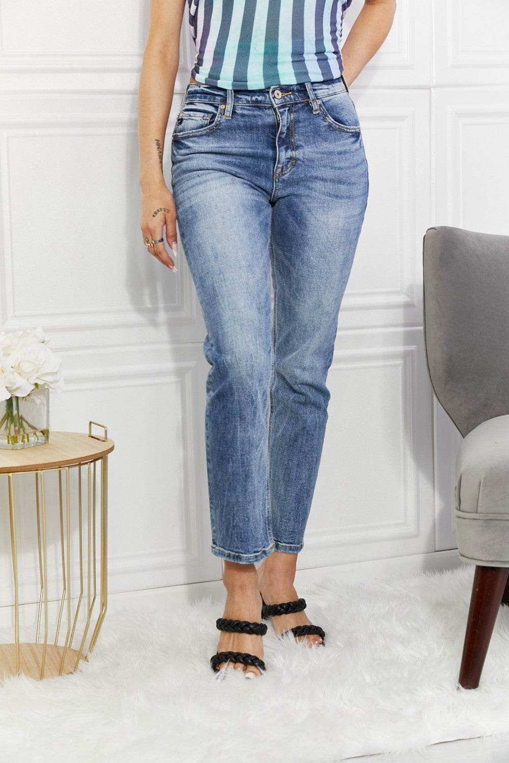 Kancan Full Size Amara High Rise Slim Straight Jeans - DaTrendStore.Com
