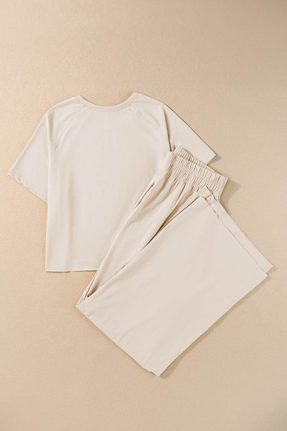 Round Neck Short Sleeve Top and Pants Set - DaTrendStore.Com