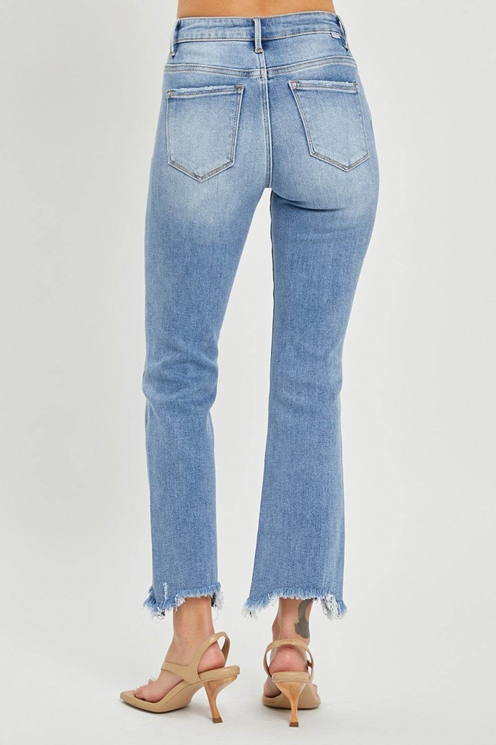 RISEN Full Size Frayed Hem Cropped Straight Jeans - DaTrendStore.Com