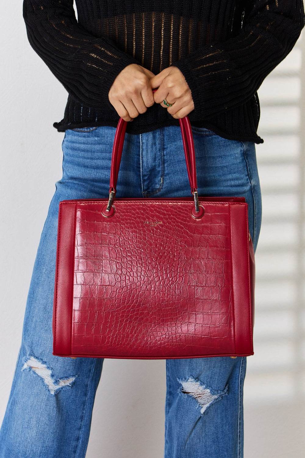 David Jones Texture PU Leather Handbag - DaTrendStore.Com