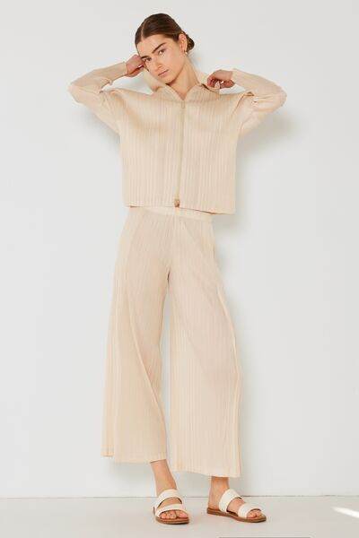 Marina West Swim Pleated Hood Jacket with 2 Way Zipper - DaTrendStore.Com