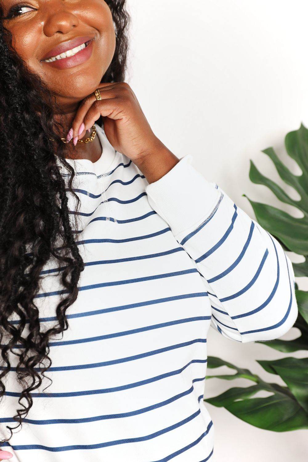 Double Take Striped Long Sleeve Round Neck Top - DaTrendStore.Com