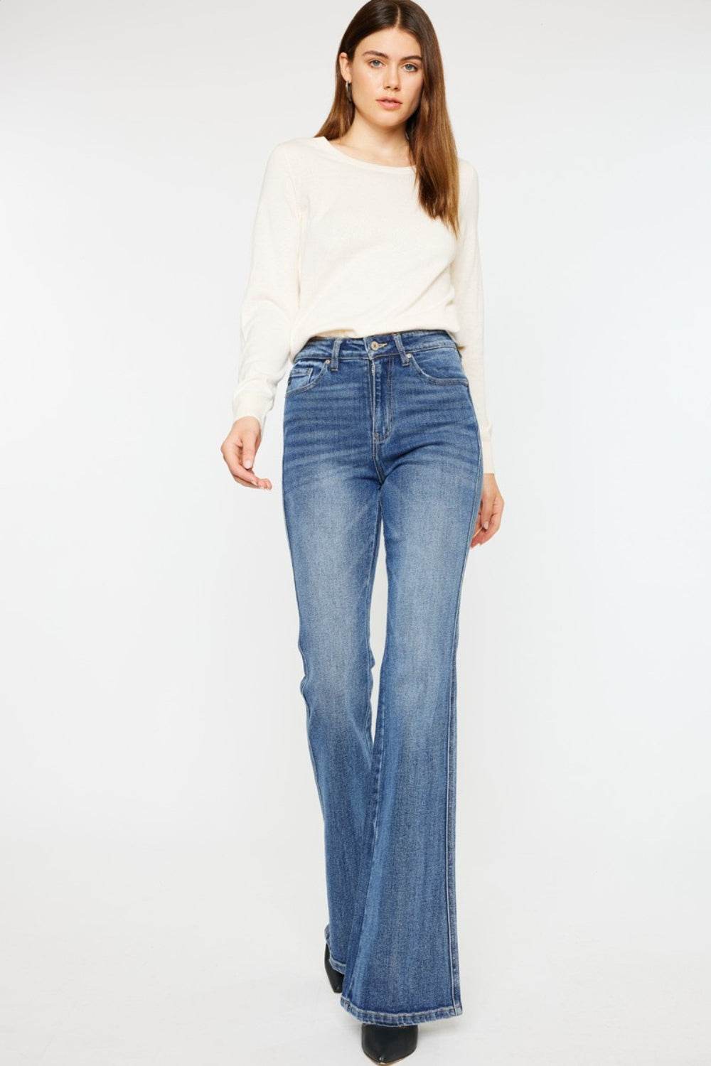Kancan Cat's Whiskers High Waist Flare Jeans - DaTrendStore.Com