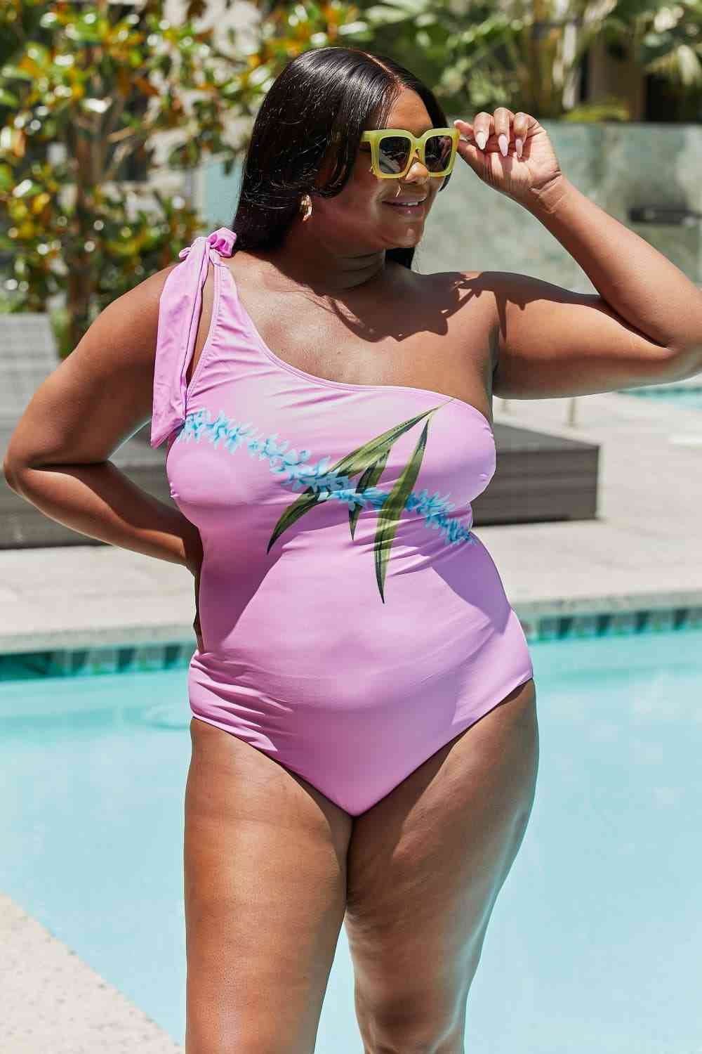 Marina West Swim Vacay Mode One Shoulder Swimsuit in Carnation Pink - DaTrendStore.Com