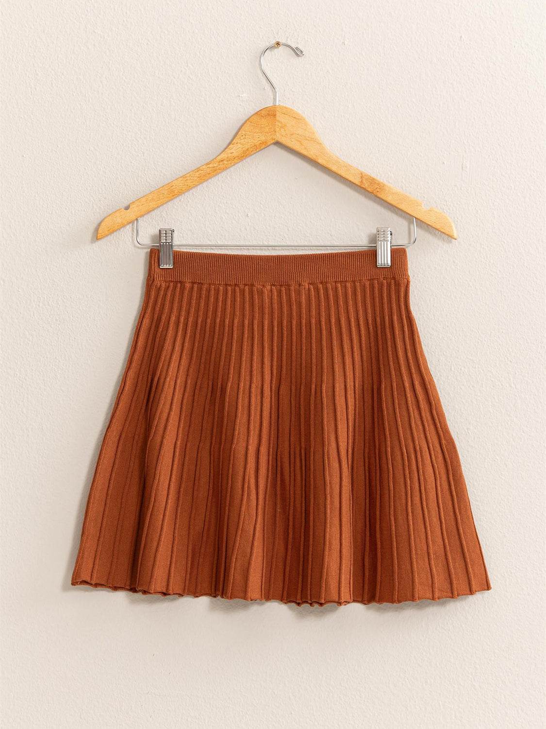 HYFVE High Waist Knit Pleated Flare Mini Skirt - DaTrendStore.Com