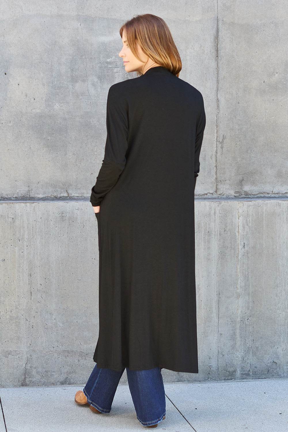 Basic Bae Full Size Open Front Long Sleeve Cover Up - DaTrendStore.Com