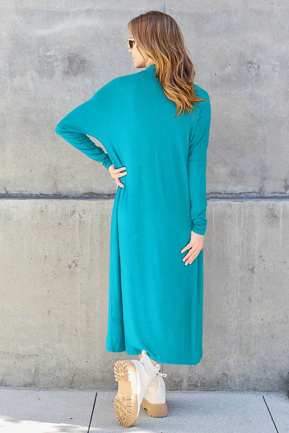 Basic Bae Full Size Open Front Long Sleeve Cover Up - DaTrendStore.Com
