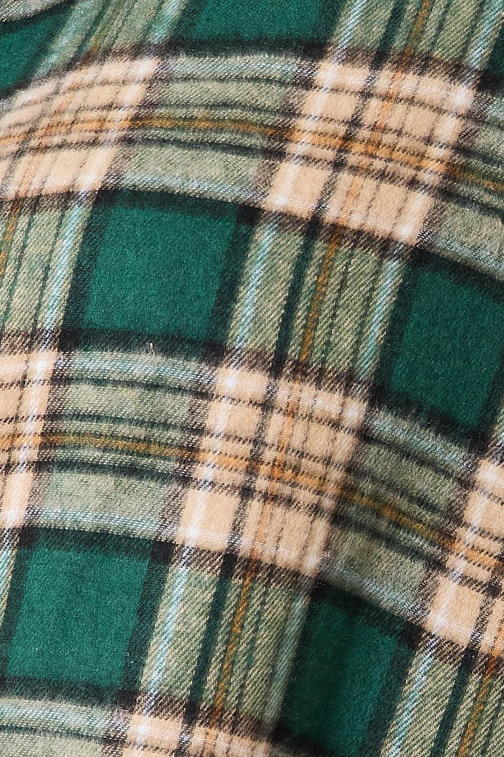 Mandy Plaid Collared Neck Long Sleeve Shirt - DaTrendStore.Com