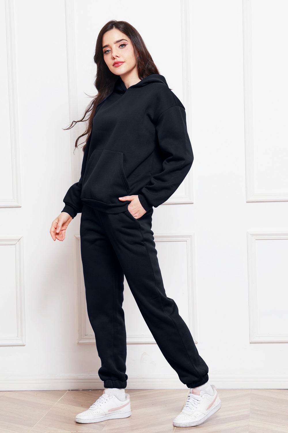Drop Shoulder Long Sleeve Hoodie and Pants Set - DaTrendStore.Com