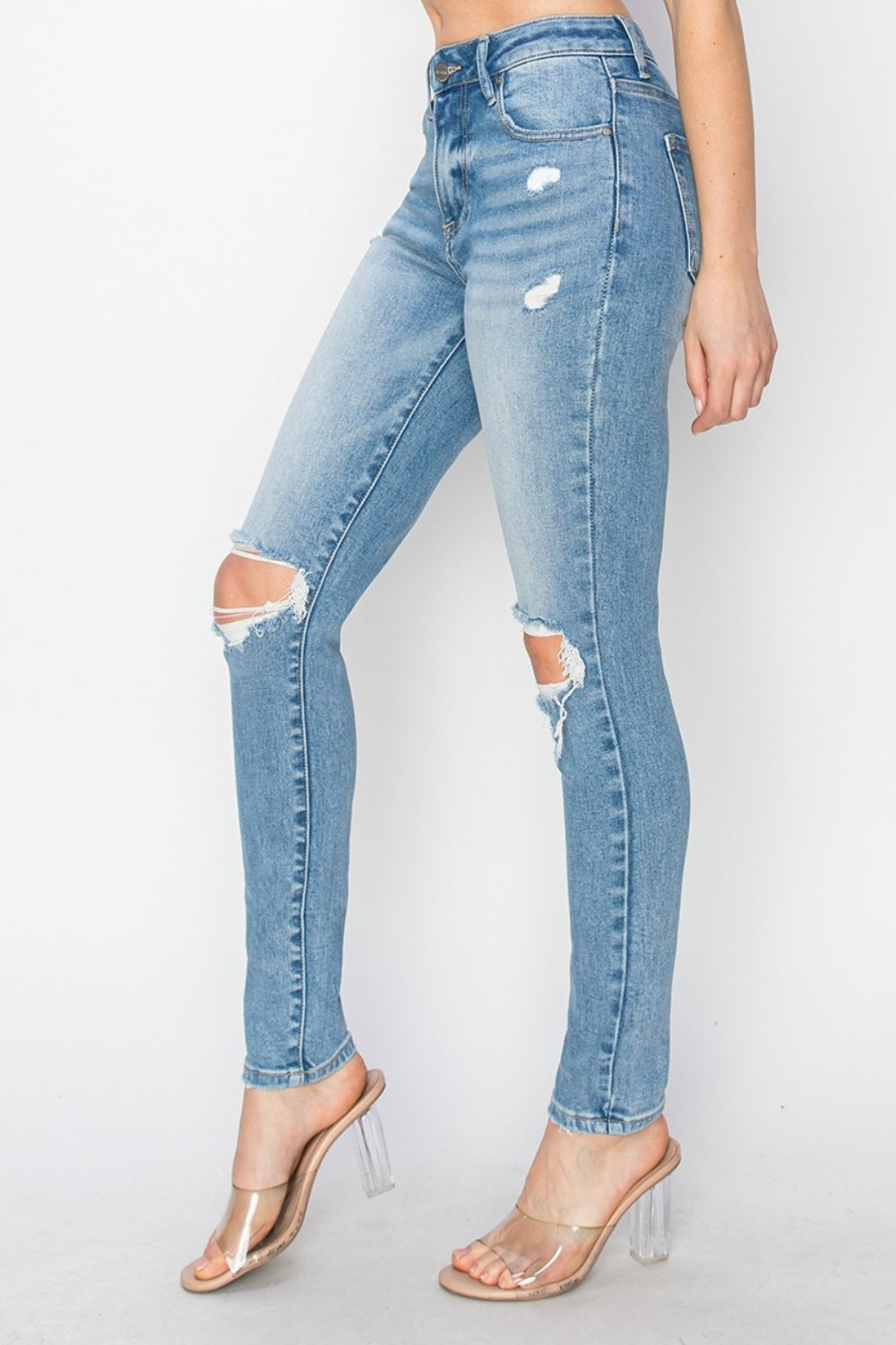 Risen Full Size High Rise Knee Distressed Skinny Jeans