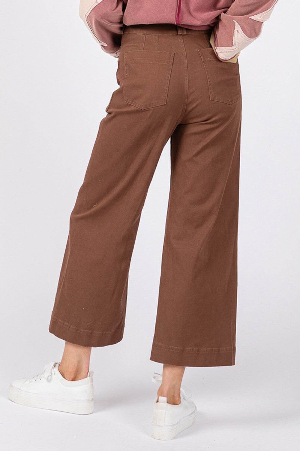 SAGE + FIG Wide Leg Cropped Pants - DaTrendStore.Com