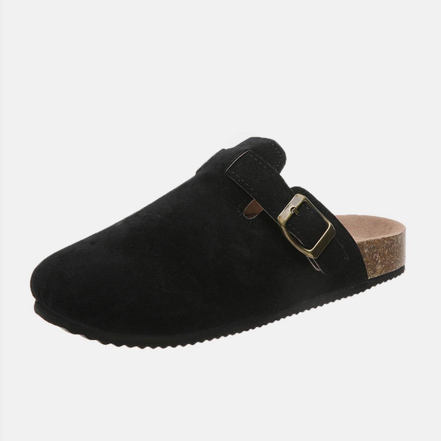 Suede Closed Toe Buckle Slide - DaTrendStore.Com