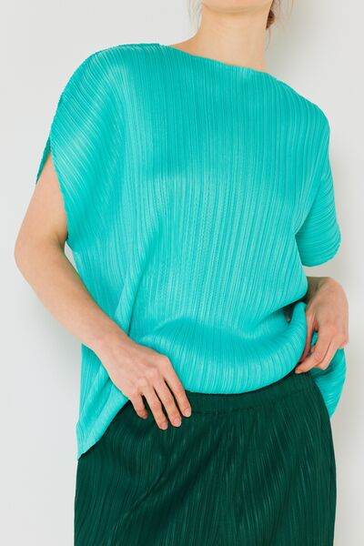 Marina West Swim Rib Pleated Oversized Dolman Sleeve Top - DaTrendStore.Com
