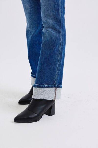 Judy Blue Full Size Run Mid-Rise Bootcut Jeans with Thermal Lining - DaTrendStore.Com