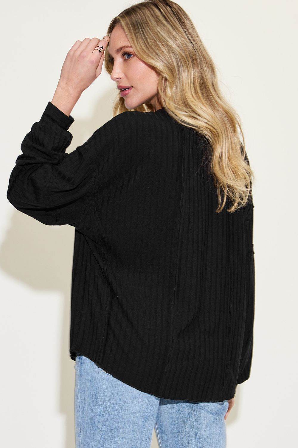 Basic Bae Full Size Ribbed Round Neck Long Sleeve T-Shirt - DaTrendStore.Com