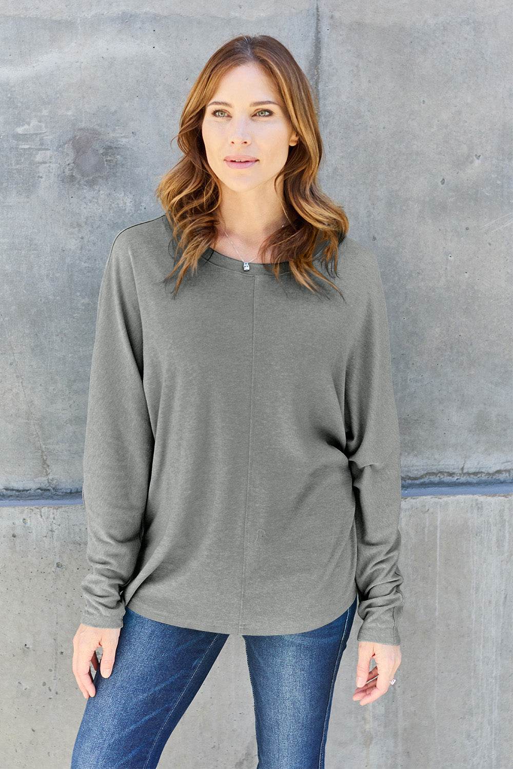 Double Take Full Size Round Neck Long Sleeve T-Shirt - DaTrendStore.Com