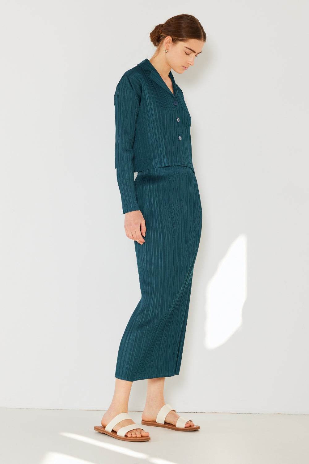 Marina West Swim Pleated Midi Pencil Skirt - DaTrendStore.Com