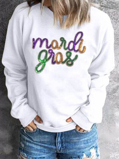 MARDI GRAS Sequin Long Sleeve Sweatshirt - DaTrendStore.Com