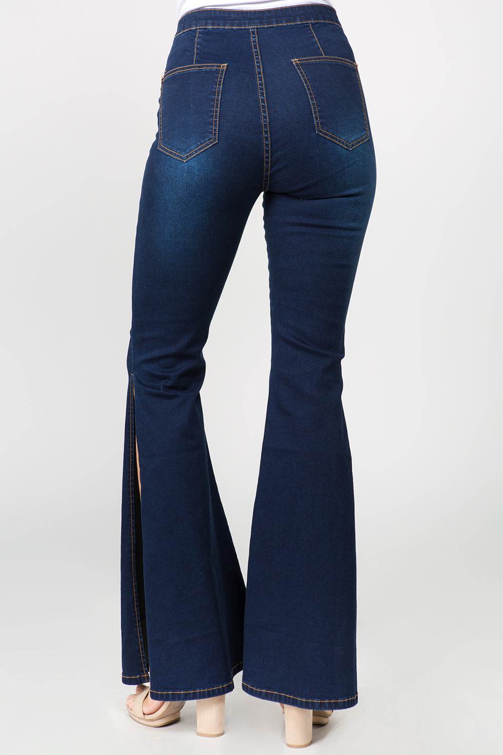 American Bazi Side Slit Flare Jeans - DaTrendStore.Com