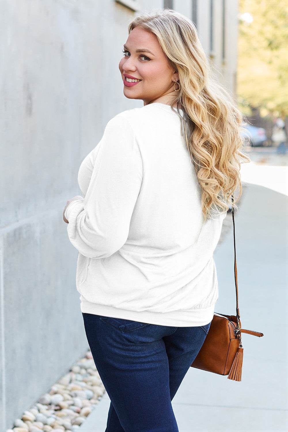 Basic Bae Full Size V-Neck Lantern Sleeve Top - DaTrendStore.Com