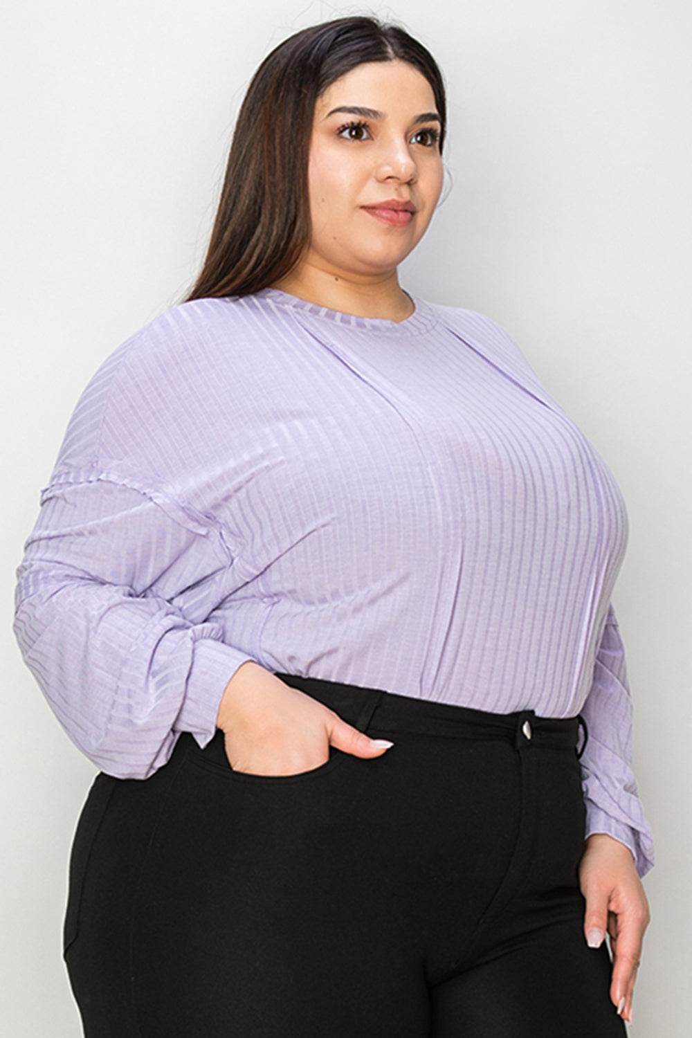 Basic Bae Full Size Ribbed Round Neck Long Sleeve T-Shirt - DaTrendStore.Com