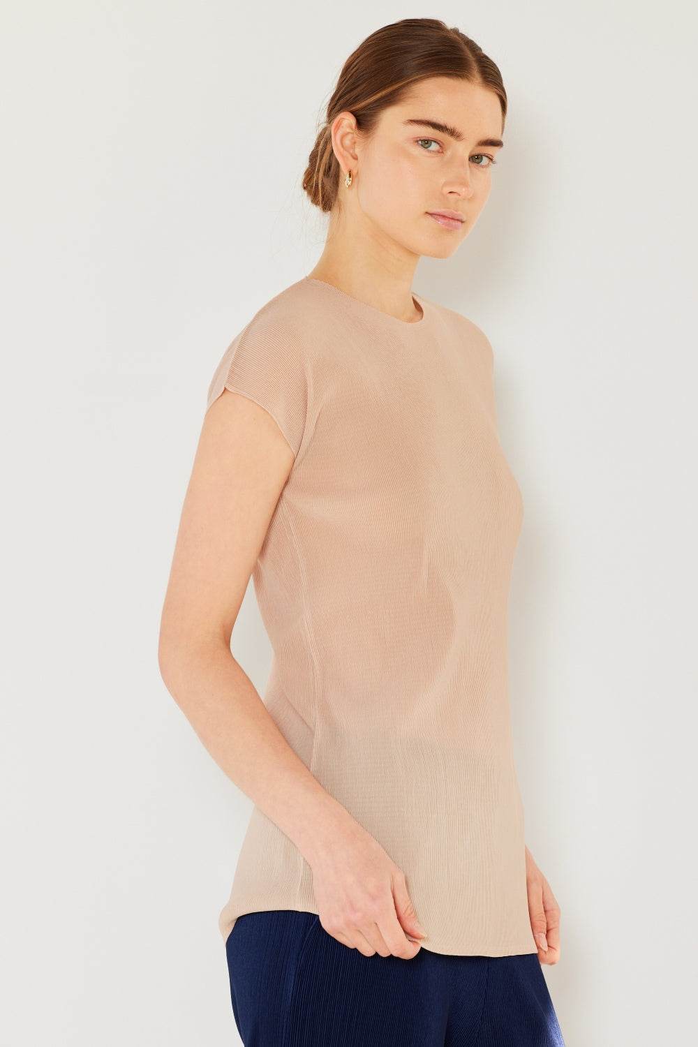Marina West Swim Rib Pleated Cap Sleeve Top - DaTrendStore.Com
