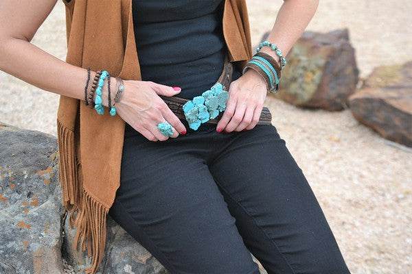 Turquoise Chunk on Cuff Ring - DaTrendStore.Com