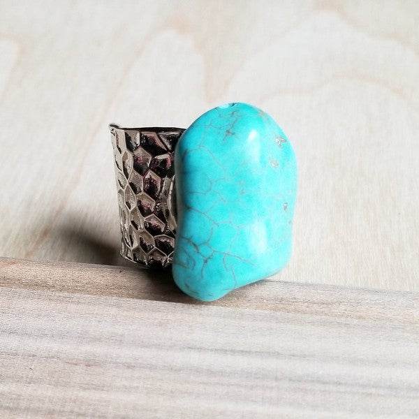 Turquoise Chunk on Cuff Ring - DaTrendStore.Com