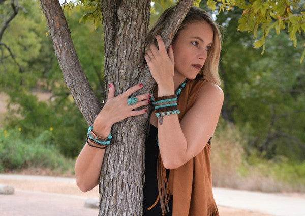 Turquoise Chunk on Cuff Ring - DaTrendStore.Com