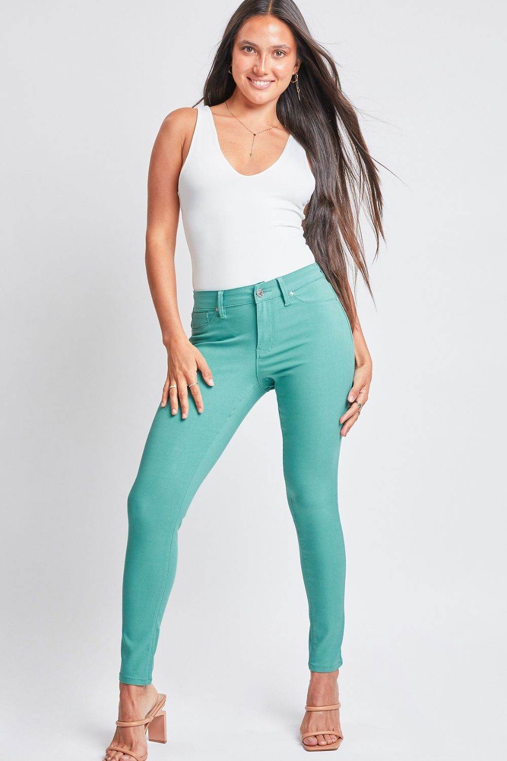 YMI Jeanswear Full Size Hyperstretch Mid-Rise Skinny Pants - DaTrendStore.Com
