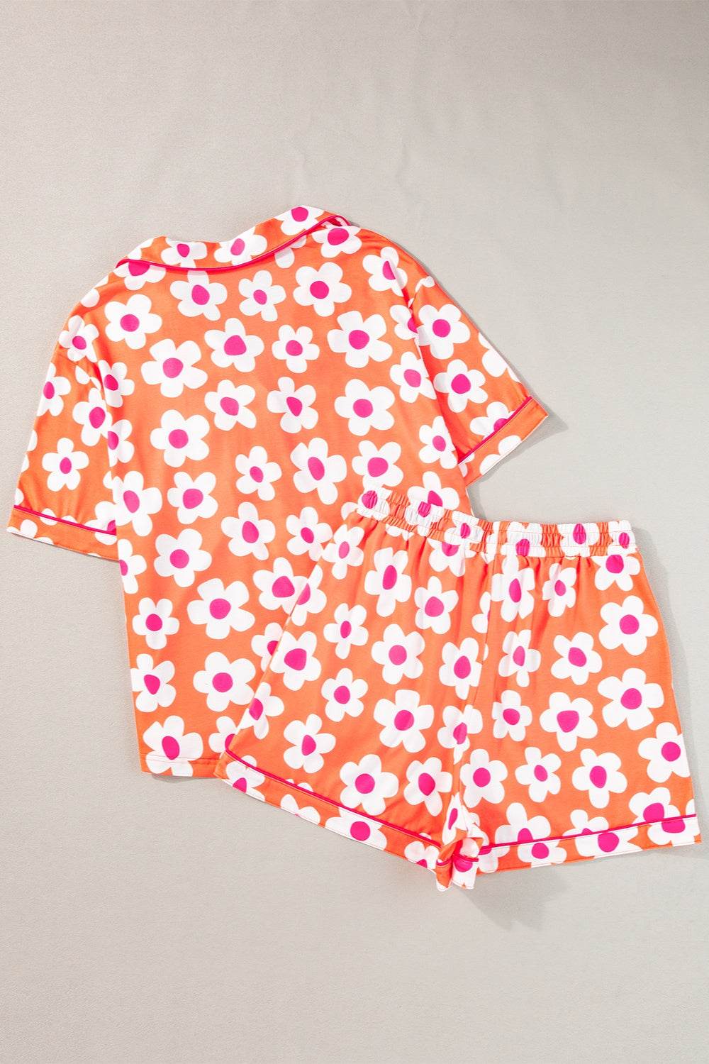 Pocketed Flower Half Sleeve Top and Shorts Lounge Set - DaTrendStore.Com